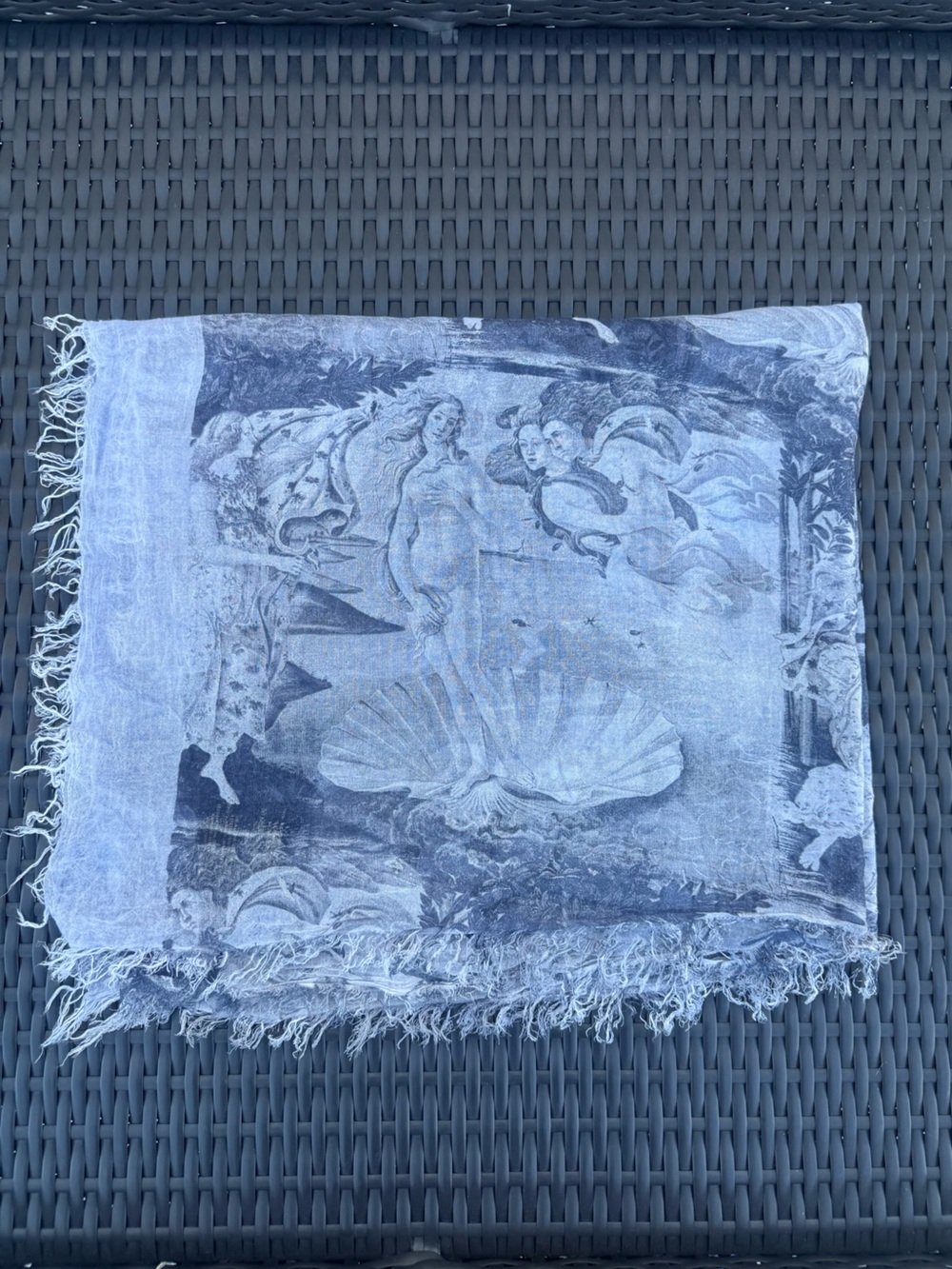 Scarf with Birth of Venus printed in Black and White